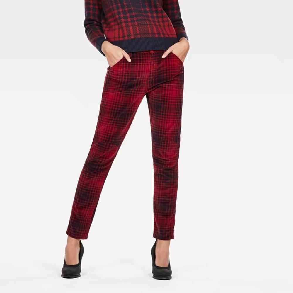 G-Star Raw 5622 MID BOYFRIEND TAPERED Lumberjack Check Pant Size 27X30